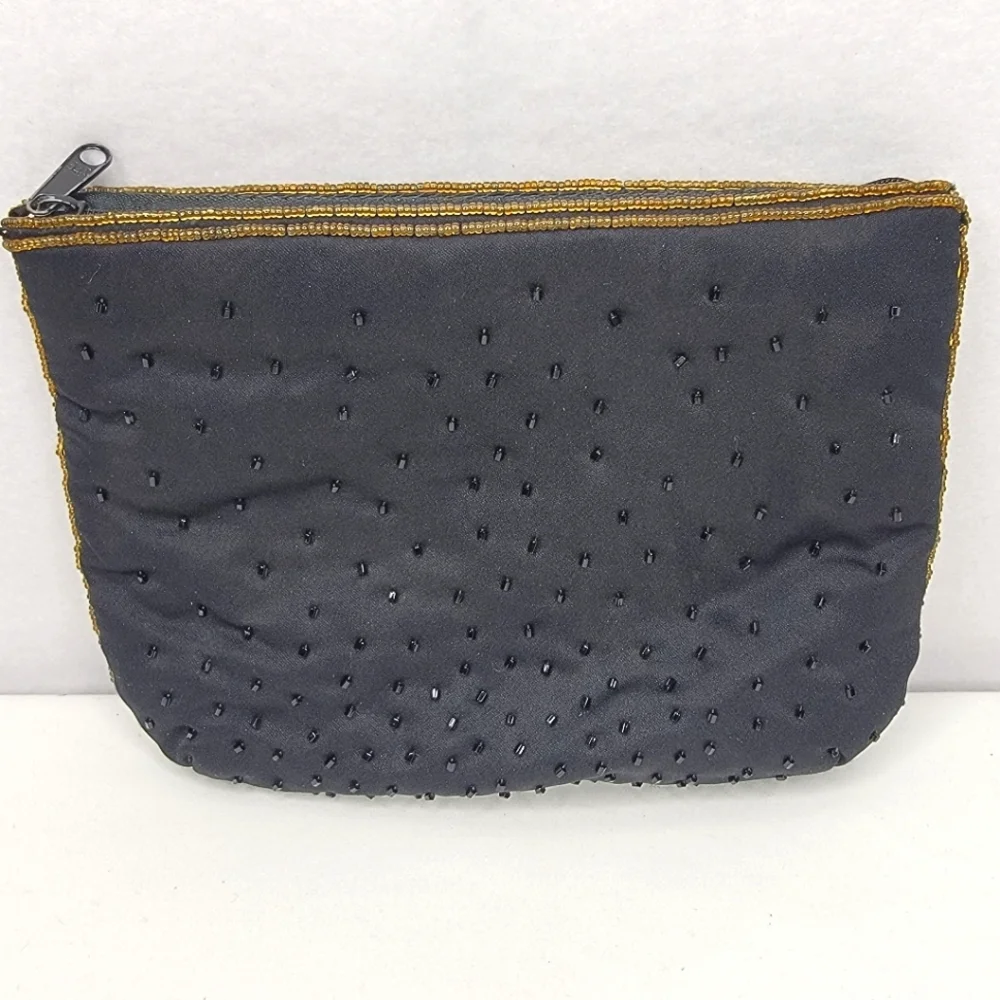 Elegant Hand Beaded Clutch in‎ Black and Gold By LaRegale Ltd